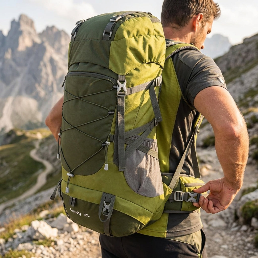 Sac à Dos Trekking 50L avec Housse de Pluie
